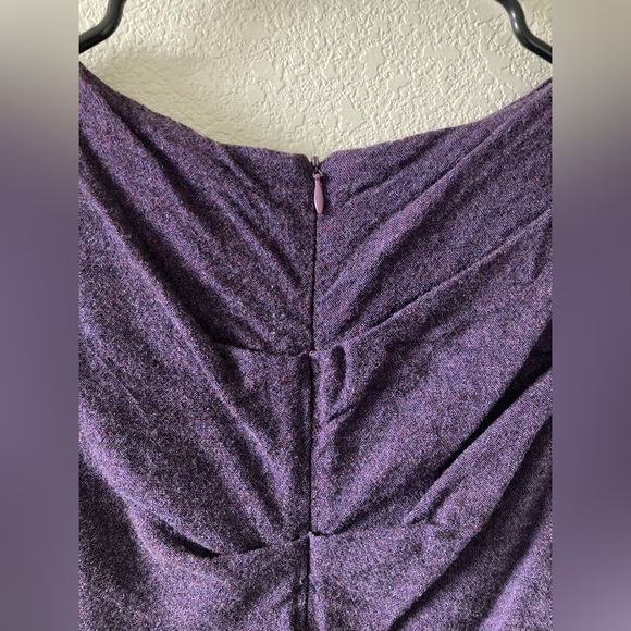 Gorgeous purple sleeveless lined ruched bodycon midi dress Nicole Miller Sz 2 - Picture 2 of 12